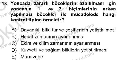 Entomoloji Dersi 2022 - 2023 Yılı Yaz Okulu Sınavı 18. Soru