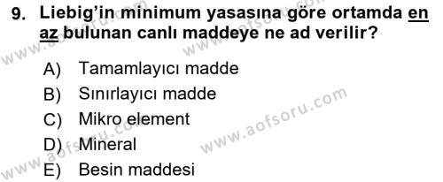 Entomoloji Dersi 2023 - 2024 Yılı (Final) Dönem Sonu Sınavı 9. Soru