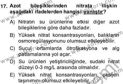 Su Ürünleri Dersi 2013 - 2014 Yılı (Vize) Ara Sınavı 17. Soru