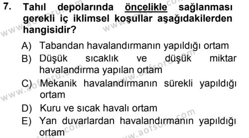 Tarımsal Yapılar ve Sulama Dersi 2012 - 2013 Yılı (Final) Dönem Sonu Sınavı 7. Soru