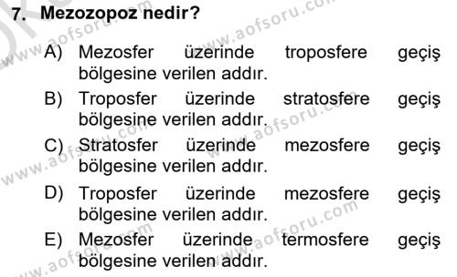 Tarımsal Yapılar ve Sulama Dersi 2020 - 2021 Yılı Yaz Okulu Sınavı 7. Soru