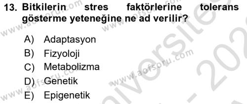 Tarımsal Yapılar ve Sulama Dersi 2021 - 2022 Yılı (Vize) Ara Sınavı 13. Soru