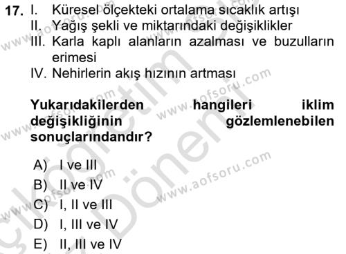 Tarımsal Yapılar ve Sulama Dersi 2021 - 2022 Yılı (Vize) Ara Sınavı 17. Soru