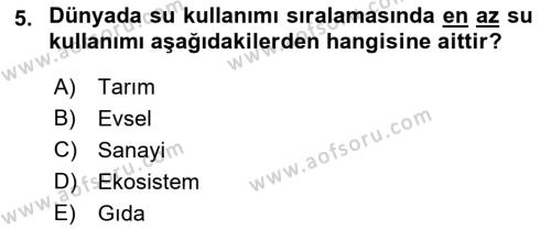 Tarımsal Yapılar ve Sulama Dersi 2021 - 2022 Yılı (Vize) Ara Sınavı 5. Soru