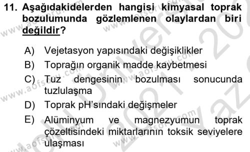 Tarımsal Yapılar ve Sulama Dersi 2021 - 2022 Yılı Yaz Okulu Sınavı 11. Soru