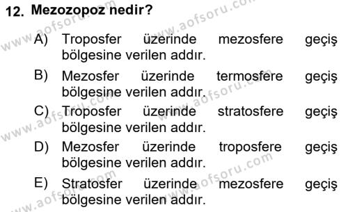 Tarımsal Yapılar ve Sulama Dersi 2021 - 2022 Yılı Yaz Okulu Sınavı 12. Soru