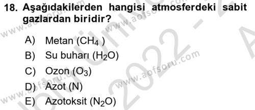 Tarımsal Yapılar ve Sulama Dersi 2022 - 2023 Yılı (Vize) Ara Sınavı 18. Soru