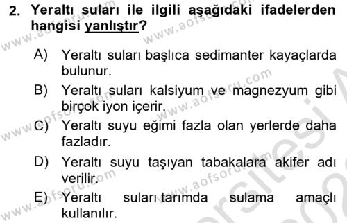 Tarımsal Yapılar ve Sulama Dersi 2022 - 2023 Yılı (Vize) Ara Sınavı 2. Soru