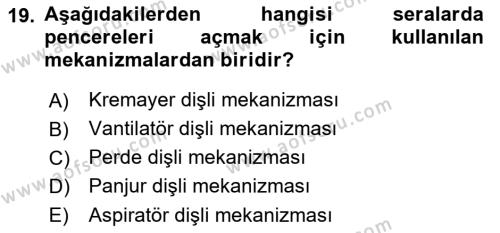 Örtü Altı Üretim Sistemleri Dersi 2021 - 2022 Yılı (Vize) Ara Sınavı 19. Soru