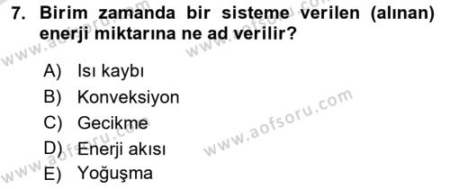 Örtü Altı Üretim Sistemleri Dersi 2022 - 2023 Yılı Yaz Okulu Sınavı 7. Soru