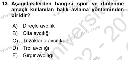 Balık Yetiştiriciliği Dersi 2022 - 2023 Yılı Yaz Okulu Sınavı 13. Soru