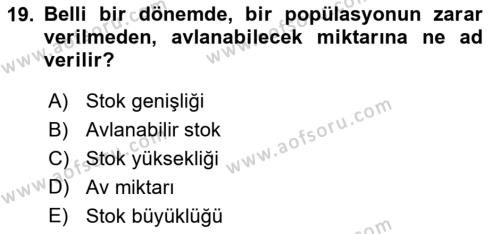 Balık Yetiştiriciliği Dersi 2022 - 2023 Yılı Yaz Okulu Sınavı 19. Soru