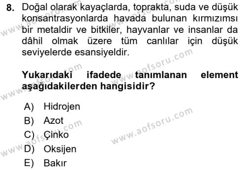 Balık Yetiştiriciliği Dersi 2023 - 2024 Yılı (Vize) Ara Sınavı 8. Soru