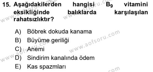 Balık Yetiştiriciliği Dersi 2023 - 2024 Yılı (Final) Dönem Sonu Sınavı 15. Soru