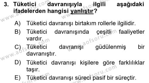 Turist Davranışı Dersi 2023 - 2024 Yılı (Vize) Ara Sınavı 3. Soru