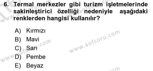 Turist Davranışı Dersi 2023 - 2024 Yılı (Vize) Ara Sınavı 6. Soru