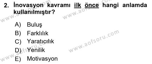 Turizmde Girişimcilik Ve İnovasyon Dersi 2020 - 2021 Yılı Yaz Okulu Sınavı 2. Soru