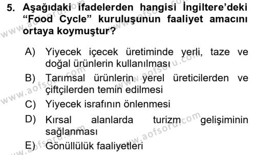 Turizmde Girişimcilik Ve İnovasyon Dersi 2020 - 2021 Yılı Yaz Okulu Sınavı 5. Soru