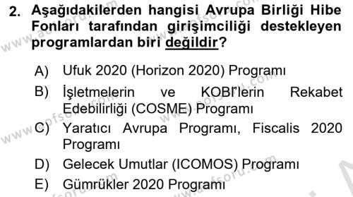 Turizmde Girişimcilik Ve İnovasyon Dersi 2021 - 2022 Yılı (Vize) Ara Sınavı 2. Soru