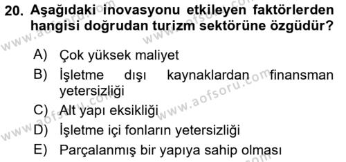 Turizmde Girişimcilik Ve İnovasyon Dersi 2021 - 2022 Yılı (Vize) Ara Sınavı 20. Soru