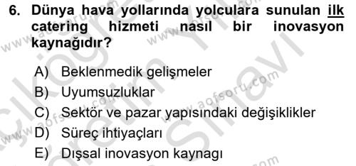 Turizmde Girişimcilik Ve İnovasyon Dersi 2021 - 2022 Yılı (Vize) Ara Sınavı 6. Soru