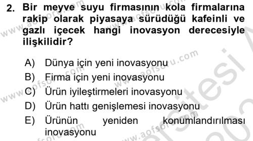 Turizmde Girişimcilik Ve İnovasyon Dersi 2021 - 2022 Yılı (Final) Dönem Sonu Sınavı 2. Soru