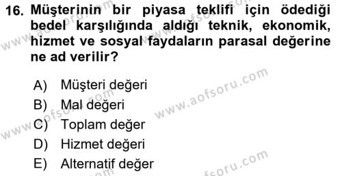 Turizmde Girişimcilik Ve İnovasyon Dersi 2021 - 2022 Yılı Yaz Okulu Sınavı 16. Soru