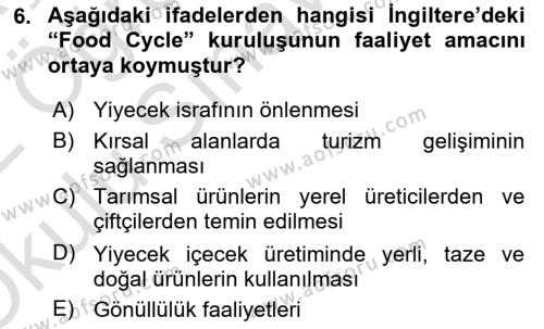 Turizmde Girişimcilik Ve İnovasyon Dersi 2021 - 2022 Yılı Yaz Okulu Sınavı 6. Soru