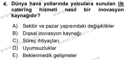 Turizmde Girişimcilik Ve İnovasyon Dersi 2022 - 2023 Yılı Yaz Okulu Sınavı 4. Soru