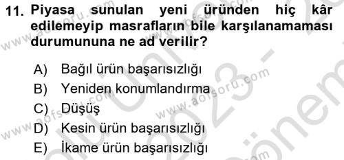 Turizmde Girişimcilik Ve İnovasyon Dersi 2023 - 2024 Yılı (Final) Dönem Sonu Sınavı 11. Soru