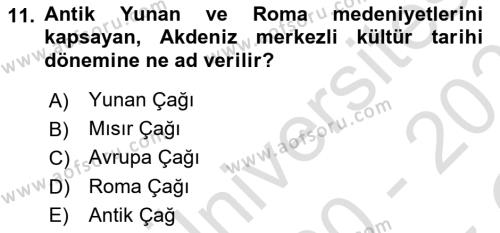 Turizm Tarihi Dersi 2020 - 2021 Yılı Yaz Okulu Sınavı 11. Soru