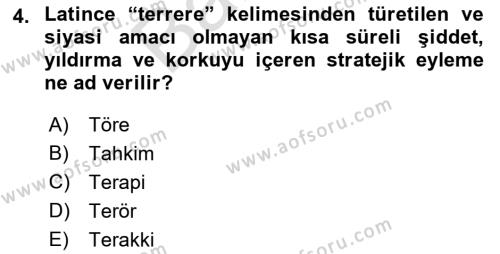 Turizm Ve Güvenlik Dersi 2021 - 2022 Yılı (Final) Dönem Sonu Sınavı 4. Soru