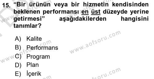 Kırsal Turizm Ve Kalkınma Dersi 2021 - 2022 Yılı (Final) Dönem Sonu Sınavı 15. Soru