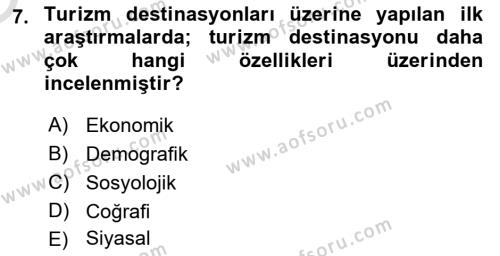 Dijital Turizm Dersi 2020 - 2021 Yılı Yaz Okulu Sınavı 7. Soru