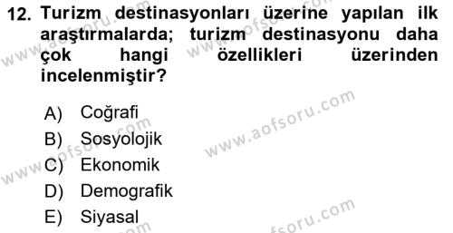 Dijital Turizm Dersi 2021 - 2022 Yılı (Vize) Ara Sınavı 12. Soru