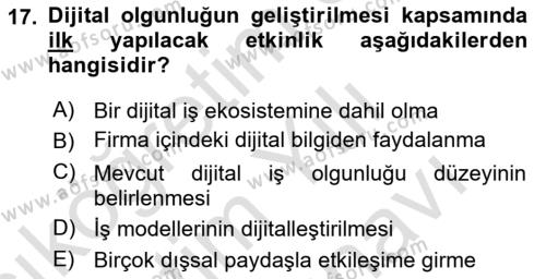 Dijital Turizm Dersi 2021 - 2022 Yılı (Vize) Ara Sınavı 17. Soru