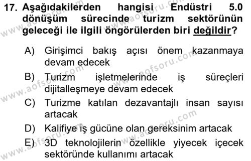 Dijital Turizm Dersi 2021 - 2022 Yılı (Final) Dönem Sonu Sınavı 17. Soru