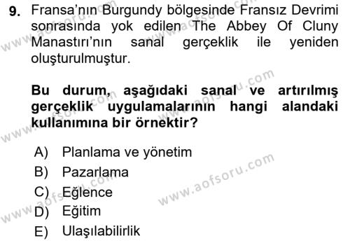 Dijital Turizm Dersi 2021 - 2022 Yılı (Final) Dönem Sonu Sınavı 9. Soru