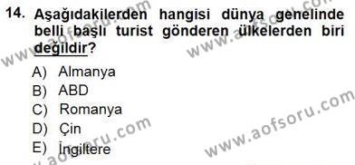 Genel Turizm Bilgisi Dersi 2012 - 2013 Yılı (Final) Dönem Sonu Sınavı 14. Soru