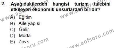 Genel Turizm Bilgisi Dersi 2012 - 2013 Yılı (Final) Dönem Sonu Sınavı 2. Soru