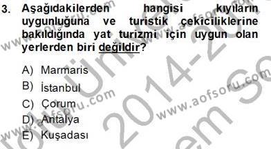 Genel Turizm Bilgisi Dersi 2014 - 2015 Yılı (Final) Dönem Sonu Sınavı 3. Soru