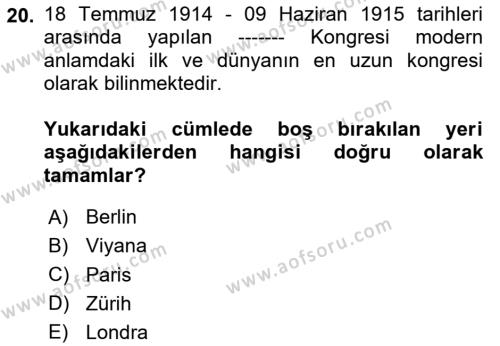 Kongre ve Etkinlik Yönetimi Dersi 2023 - 2024 Yılı (Vize) Ara Sınavı 20. Soru