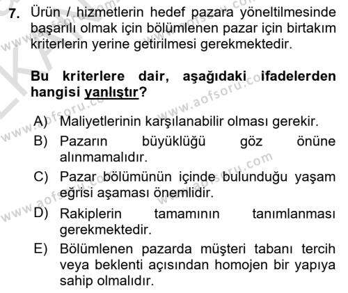 Kongre ve Etkinlik Yönetimi Dersi 2023 - 2024 Yılı (Vize) Ara Sınavı 7. Soru