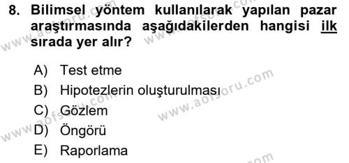 Kongre ve Etkinlik Yönetimi Dersi 2023 - 2024 Yılı (Vize) Ara Sınavı 8. Soru