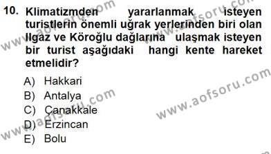 Turizm Coğrafyası Dersi 2012 - 2013 Yılı (Final) Dönem Sonu Sınavı 10. Soru