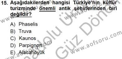 Turizm Coğrafyası Dersi 2012 - 2013 Yılı (Final) Dönem Sonu Sınavı 15. Soru