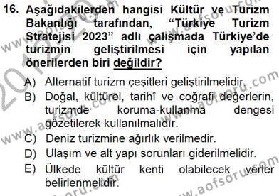 Turizm Coğrafyası Dersi 2012 - 2013 Yılı (Final) Dönem Sonu Sınavı 16. Soru