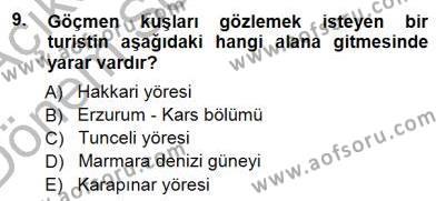 Turizm Coğrafyası Dersi 2012 - 2013 Yılı (Final) Dönem Sonu Sınavı 9. Soru