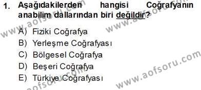 Turizm Coğrafyası Dersi 2013 - 2014 Yılı (Vize) Ara Sınavı 1. Soru