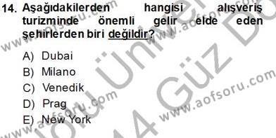 Turizm Coğrafyası Dersi 2013 - 2014 Yılı (Vize) Ara Sınavı 14. Soru